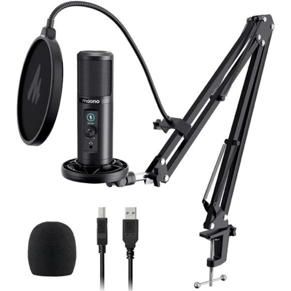 USB Microphone for PC, Professional Computer Condenser Mic with Mute, Mic Gain